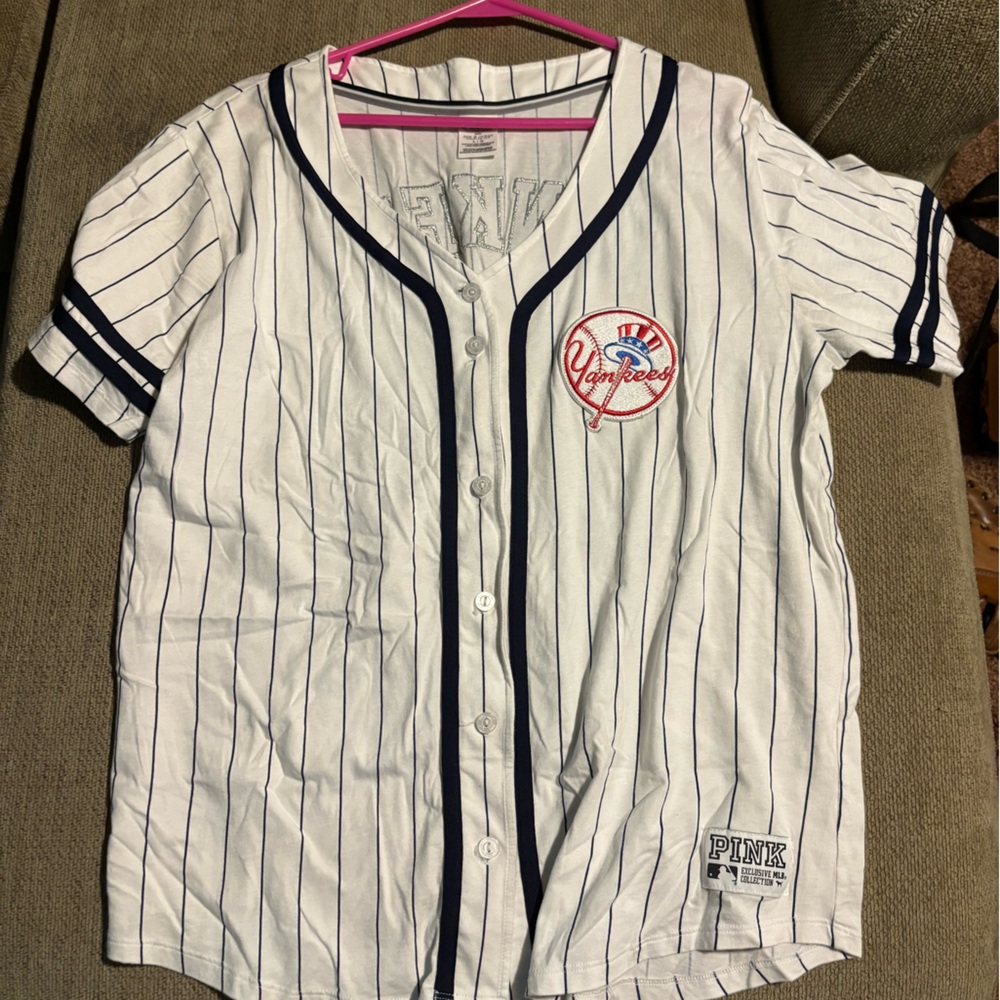 PINK Yankees jersey top
